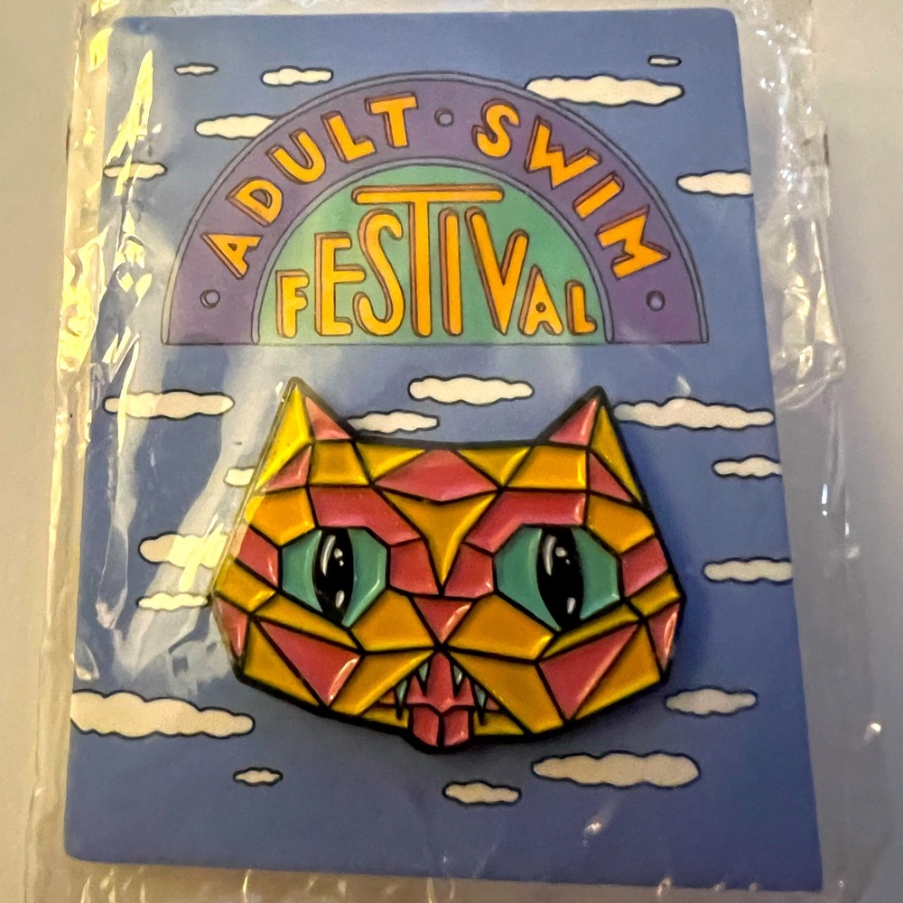 ADULT SWIM FESTIVAL Cat face geometric pin